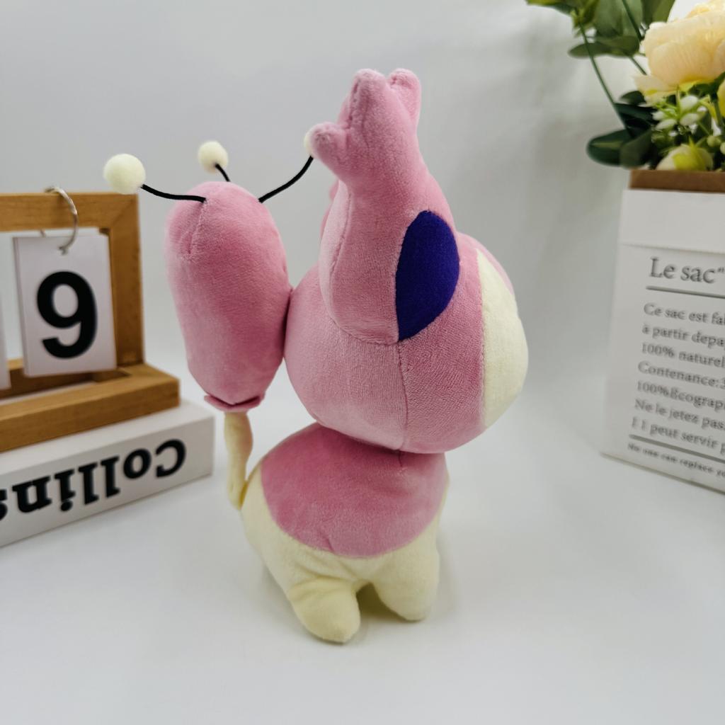 20cm Pink Skitty Plush - Cute Jingle Bell Cat Basic Form Stuffed Doll with Tag, Adorable Feline Collectible Toy