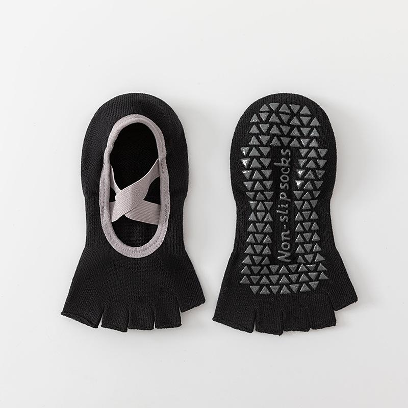 Silicone Non-slip Yoga Socks Women Backless Breathable Toeless Floor Pilates Socks Five-finger Indoor Workout Dance Sports Socks