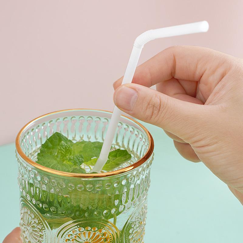 100Pcs/Bag Disposable Straws Water Cup Plastic Individually Packed Party Supplies Kitchenware