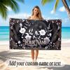 Floral Garden Theme Soft Beach Towel Personalized Custom Name Text Towel Portable for Beach Pool Travel