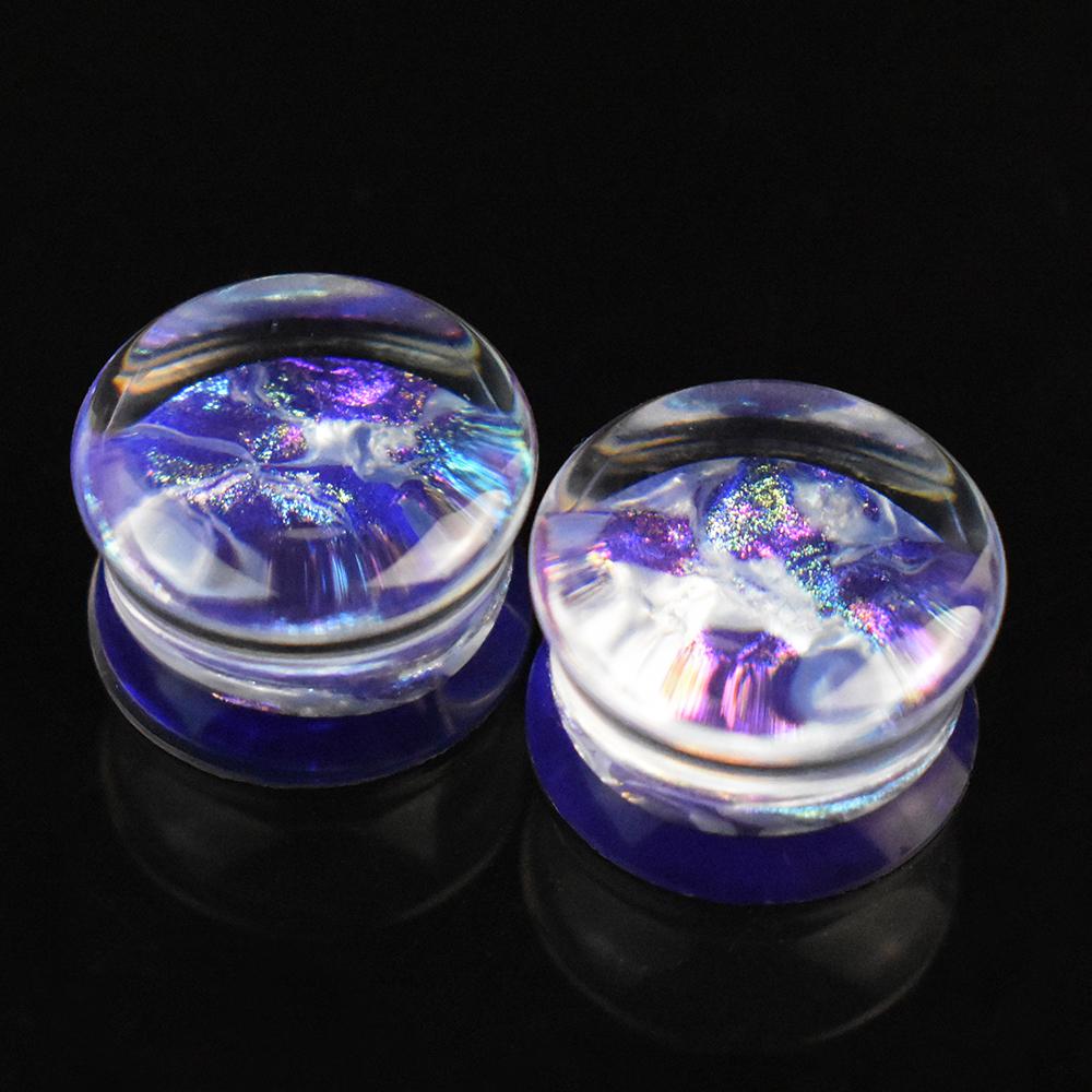 A Pair of 6-50mm Shiny and Brilliant Circular Shapes, Semi Transparent Ear Gauges, Tunnel Plugs, Acrylic Body Piercing Jewelry