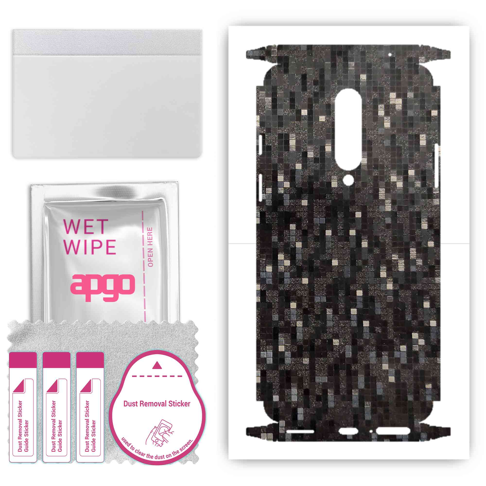 

apgo Protective Skin Sticker for the back+sides compatible with OnePlus 8, Full Wrap Film, Foil, Vinyl - Pattern Carbon Black Pixel