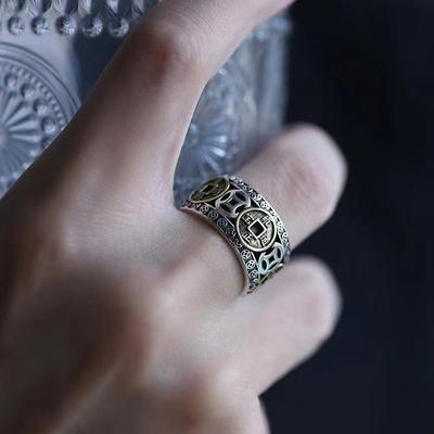 Vintage Ethnic Style Five Emperors Money Coin Rings For Men And Women Good Lucky Adjustable Finger Ring Jewelry Gifts Open Ring