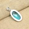 Awesome Blue Topaz Gemstone 925 Sterling Silver Handmade Oval Shaped Pendant Jewelry