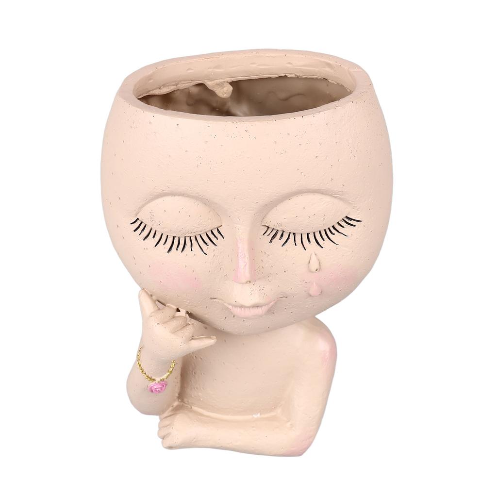 Resin Flower Pots for Home, Unique Flower Pot for Indoor and Outdoor Plants, with Drainage Hole, Add   and Personality To Your Home