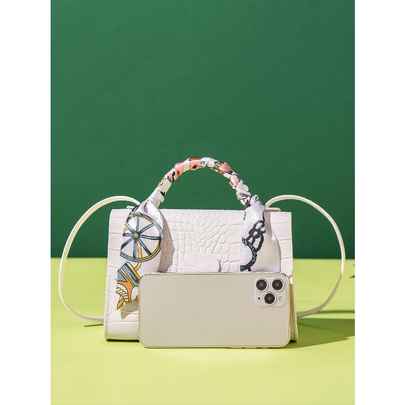 New Arrival Women Crocodile Pattern Shoulder Bag Korean Fashi Casual All-match Handbag Tote Bag With Scarf