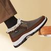 Winter Men Fleece Lined Slip On Shoes, Warm Fabric Upper Soft Sole Cold Proof Outdoor Casual Footwear