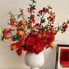 High-End Pomegranate Hydrangea Artificial Flowers for Elegant Living Room Display and Desktop Decoration
