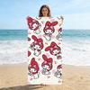 My Melody Kawaii Beach Towel, Sanrio Cartoon Print Quick Dry Bath Towel for Kids Adults, Cute Cherry Heart Beach Blanket