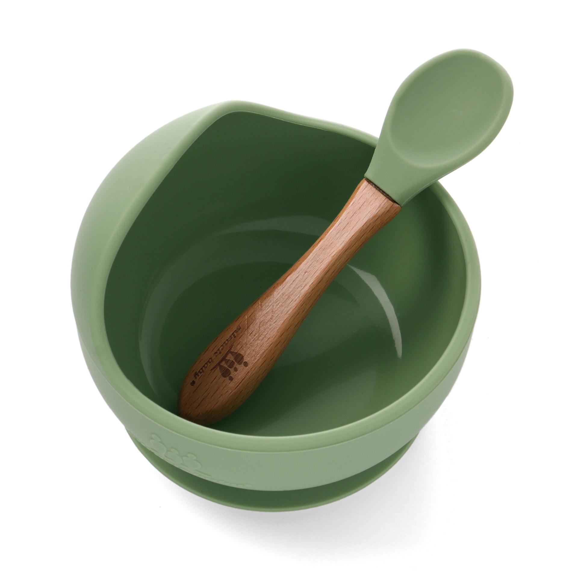 

Детская силиконовая посуда Силиконовая миска Ложка зелёный