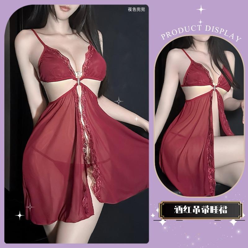 Sex Lace Purple Pajamas Female Looming Perspective Sexy Pajamas Pure Lust Wind Temptation Advanced Sleep