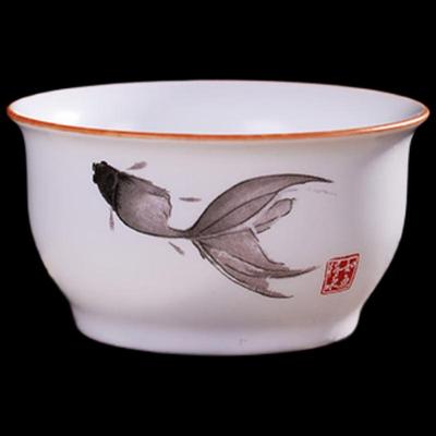 ZISIZ Glazed Gold-Painted Ceramic Kung Fu Teacup Set (3-Pack)
