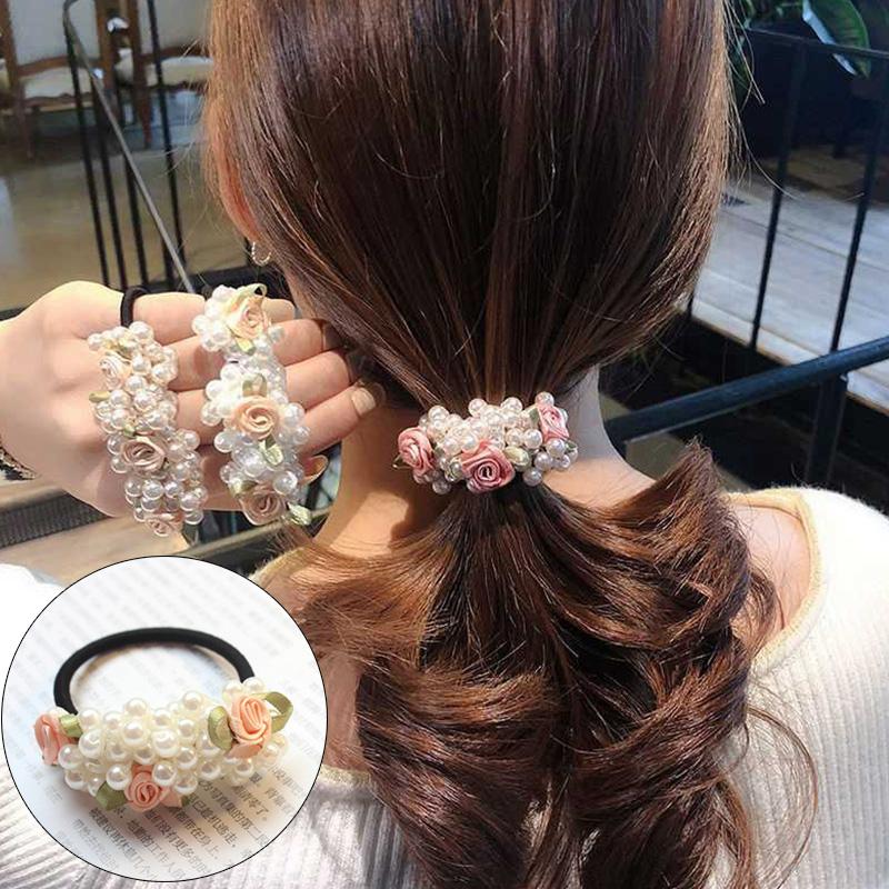 

Темперамент Леди Жемчуг Эластичные Волосы Ленты Жемчужный Цветок Волосы Веревка Волосы Хрустящие Хвосты Галстук Жемчуг Бисер Аксессуары для Волос Сладкие