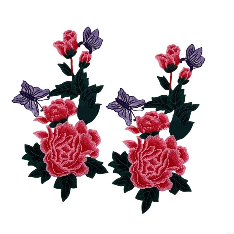 2 Pcs Beautiful Flower Iron On Patches Sewing Patches Floral Embroidered Patches
