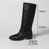 Fashion Woven Low Heel But Knee Boots Women's New European and American Pointed Sleeve Thick Heel Fashion Boots Women's Boots