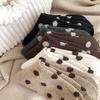 Socks Thickened Warm And Versatile Polka Dot Black Wool Maillard Coffee Color Mid-Leg Socks