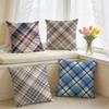 Fashionable Check Stripe Cushion Cover Square Short Plush Pillow Case Living Room Sofa Home Decor Funda X