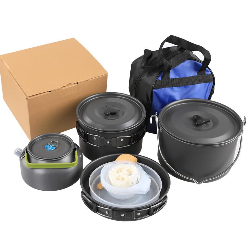 Hanlu DS-700 Portable 5-6 Person Outdoor Camping Cookware Set with Teapot