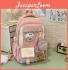 Süßer Nylon-Rucksack für Mädchen mit farbblockiertem Buchstabenmuster für Schule und täglichen Gebrauch