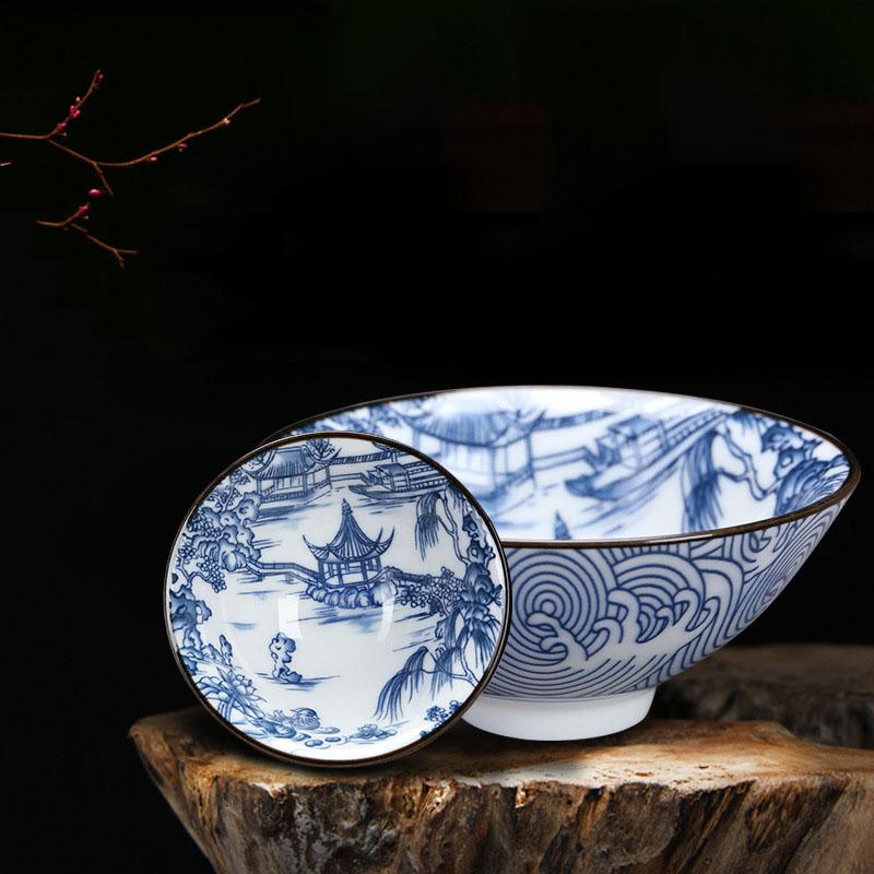 Čínský modrobílý porcelánový šálek na čaj Ručně malovaná čajová souprava Malá čajová miska Šálky na květinový čaj Čajové příslušenství Nápojové sklo Velkoobchod