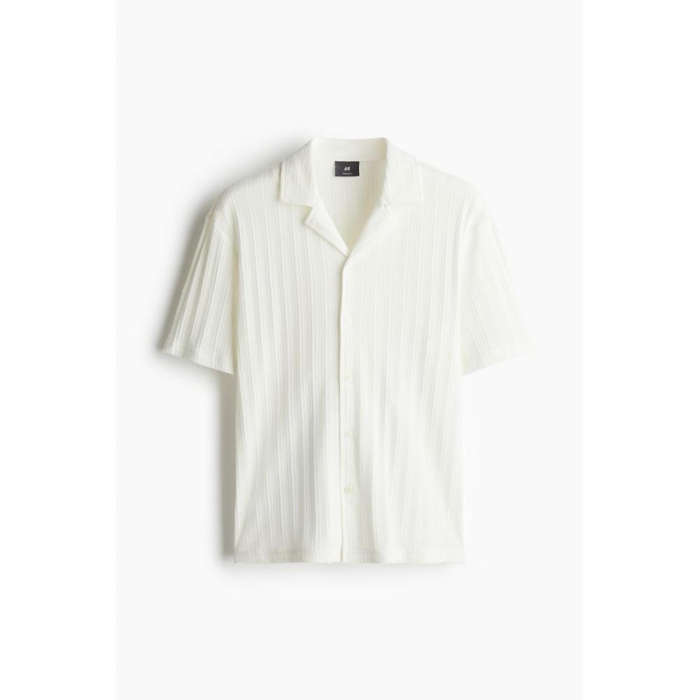 H M Regular Fit Knit caMp sHirt wHite