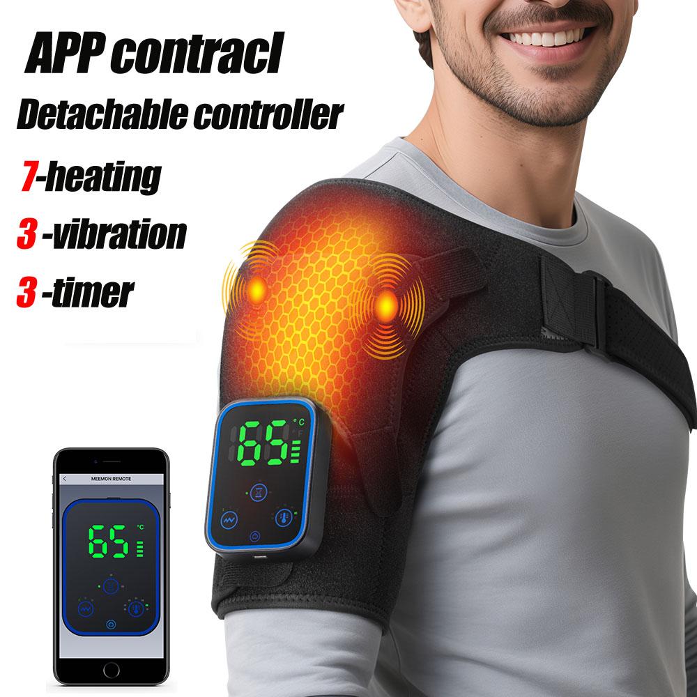 Electric Heating Shoulder Brace with LED Display Vibration Massage for Joint Care Muscle Relaxation Support Belt Strap