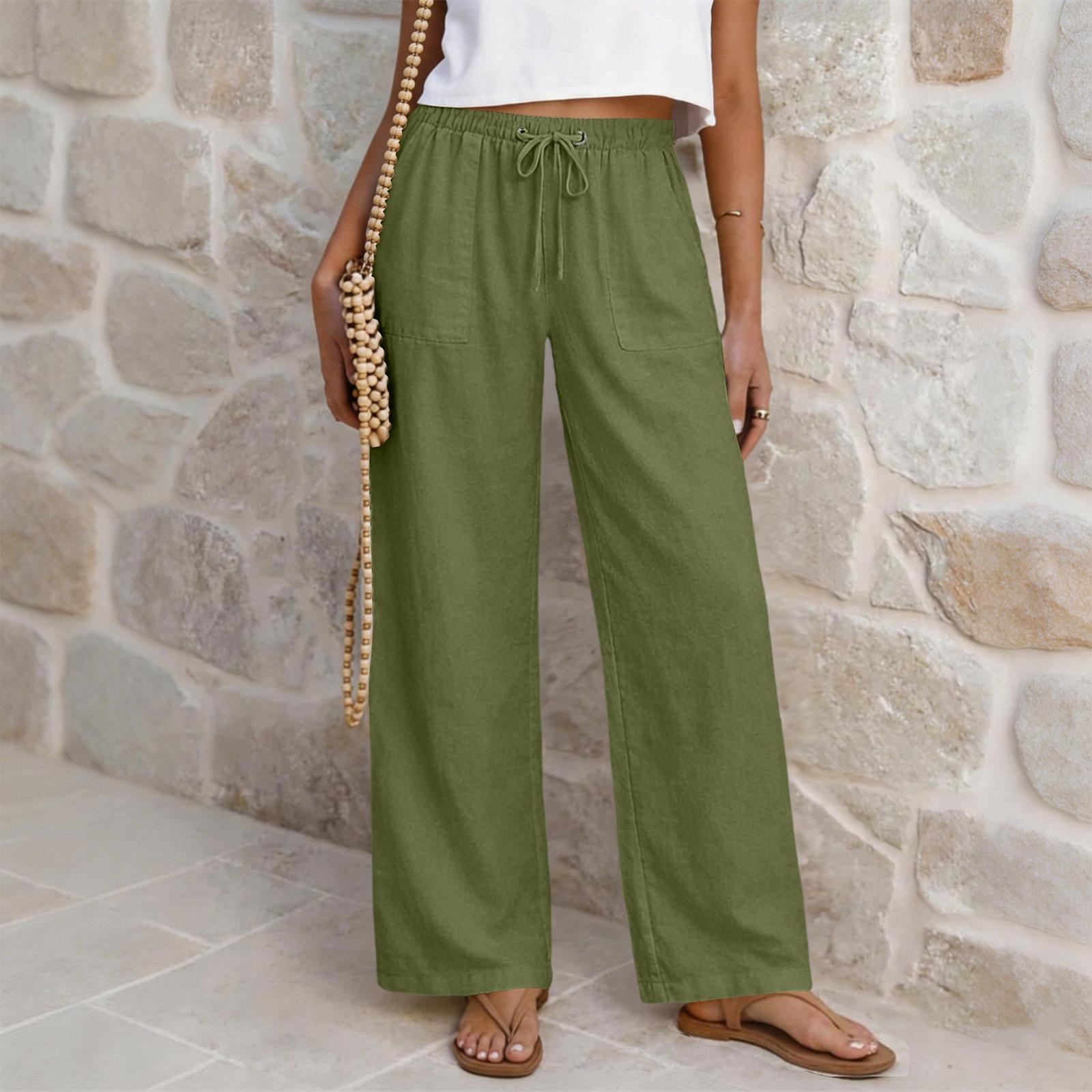 

Women s Casual Drawstring Waist High Waist Wide Leg Pants Loose Fit Straight Leg Trousers Lightweight Comfortable Everyday Wear XXL
