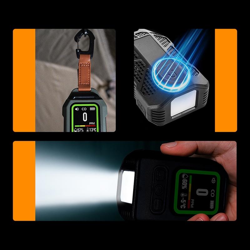 New 4 IN 1 Carbon Monoxide Detector with Alarm LCD Display Screen Humidity Temperature Detection CO Detector for Outdoor Air Concentration Monitoring