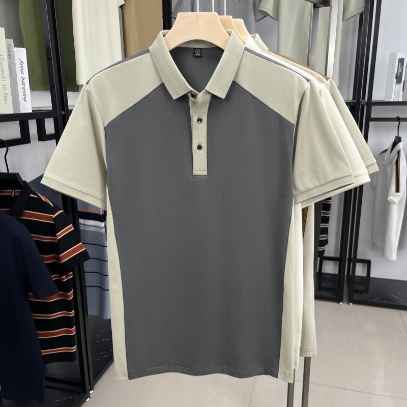 Light Luxury Brand Men's Short Sleeved Polo Shirt Summer New Collection Spliced Korean Style Lapel Design Trend Casual T-shirt