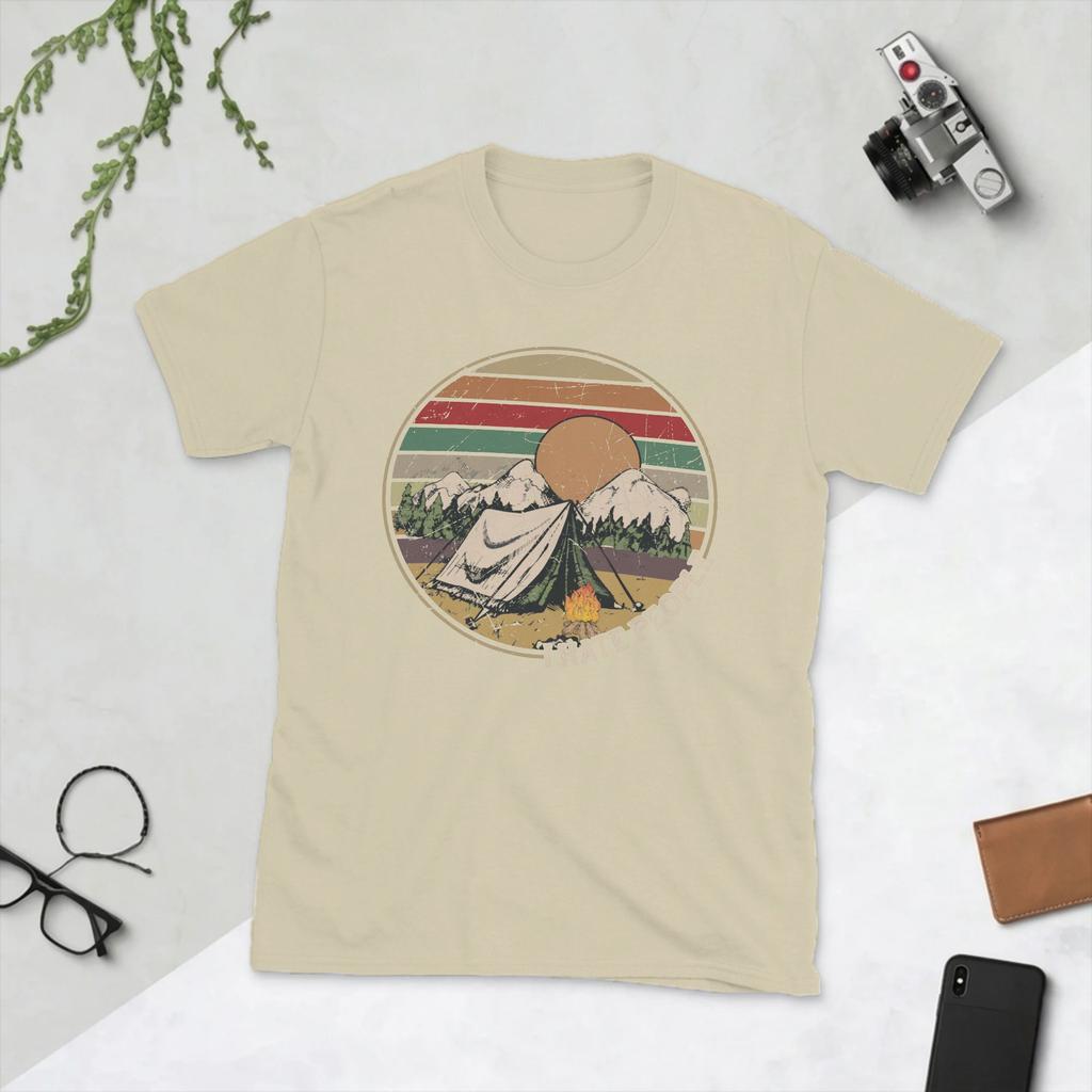 Love Camping I Hate People Vintage T Shirts for Unisex Cotton TShirts Round Collar Camping Hiking Tee Shirt Short Sleeve Clothes