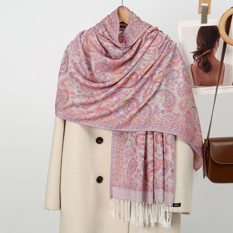 Hot-selling New Cashew Jacquard Fringed Long Scarf Retro Outer Women's Warm Shawl Scarf