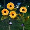 Solar Powered Sunflower Simulation LED Lights 1/3 Heads Garden Yard Lawn Night Landscape Lamp Christmas Decor Flower Light