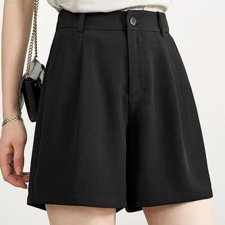 

Women s High Waist Black Loose Ice Silk Casual Wide Leg Pants S for 40-48 kg чёрный