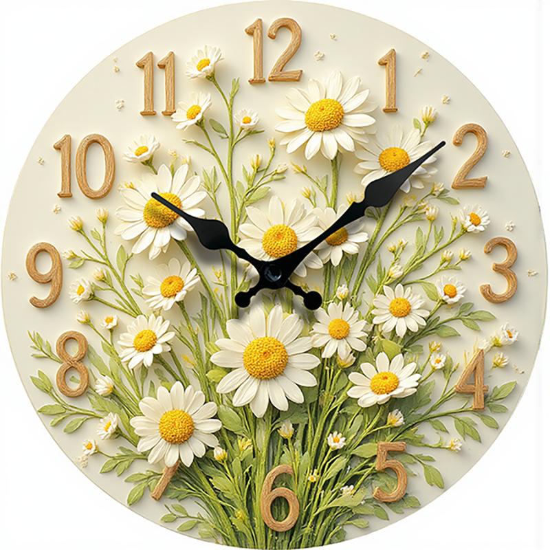10 inch Wall Clock 2D Flower Home Living Room Decor Large Clock Silent Quartz Clock Home Decoration