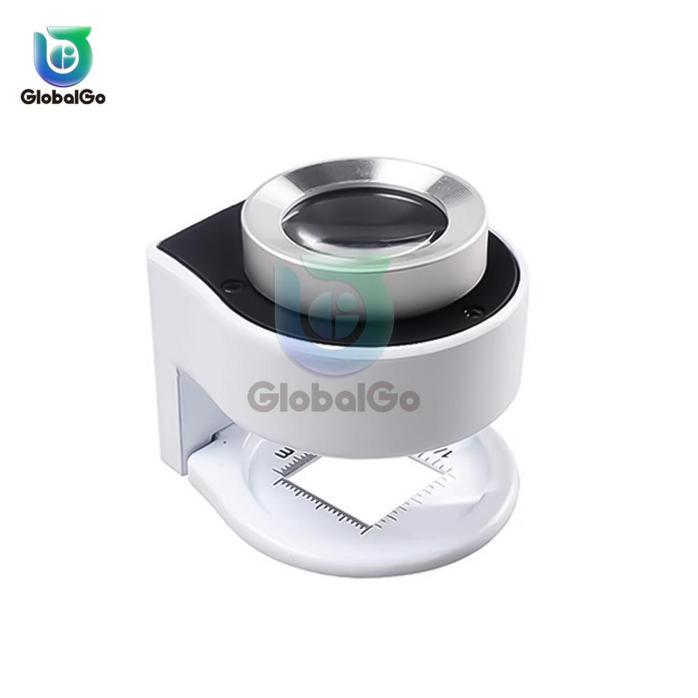 

30X Handheld Magnifying Glass 6 LED Full Metal Folding Double-layer Optical Glass Magnifier Glass Thread Counter Magnifier білий