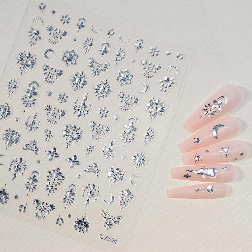 Champagne Gold Star Moon Angel Nail Art Sticker Adhesive Self-Adhesive Solid Color Champagne Gold Light Luxury Nail Art Sticker