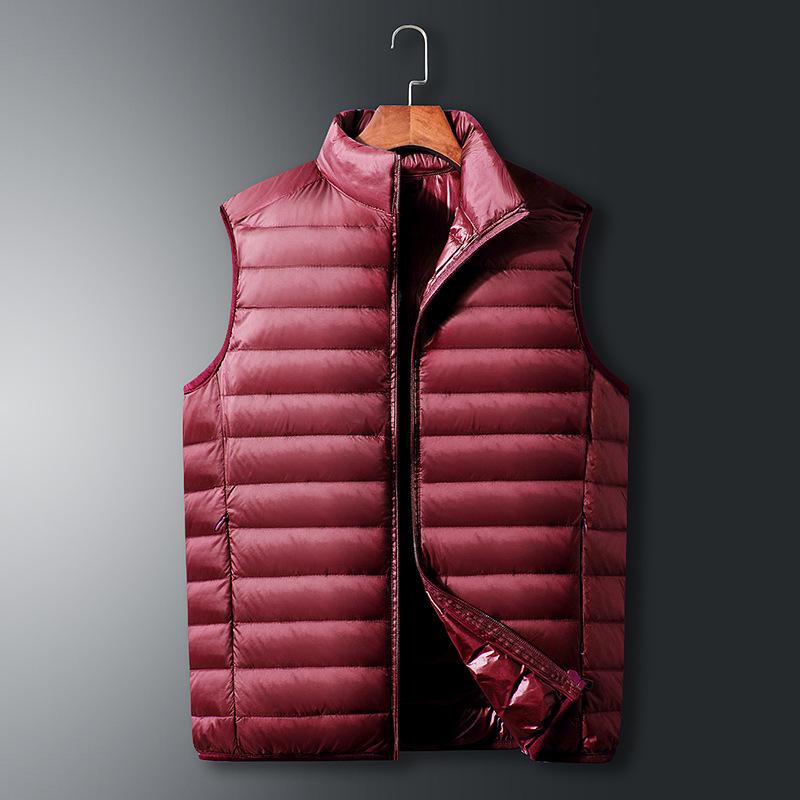 

Autumn and winter light down jacket men s vest stand-up collar vest casual warm heating vest jacket men s clothing 3XL бордовий