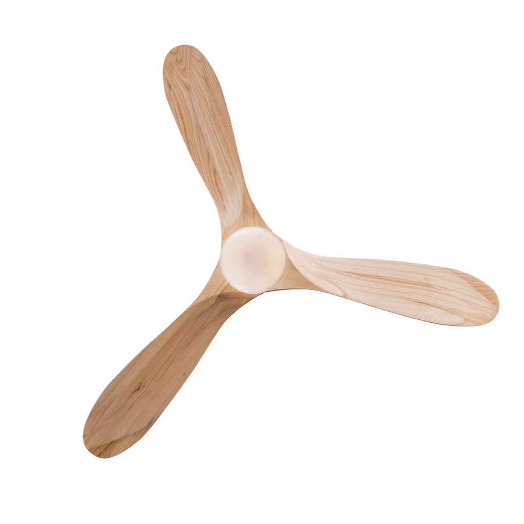 Ventilatore da soffitto da 52 pollici con luce e telecomando, tre pale in legno massello, 3 CCT, dimmerabile, reversibile, 6 velocità, funzione di memoria del timer