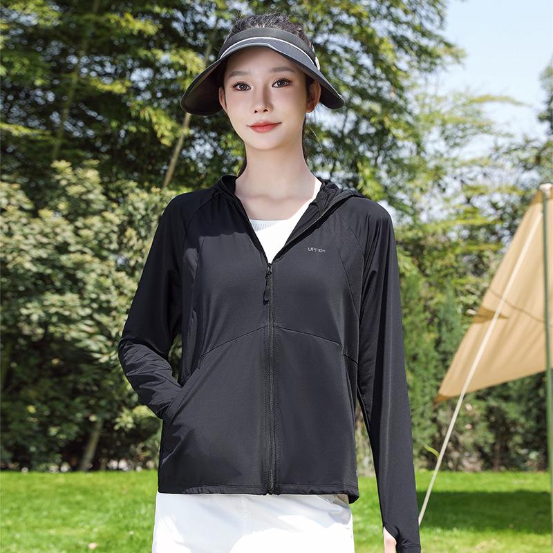 

Женская ультратонкая рубашка с капюшоном для защиты от солнца - Дышащая, легкая, модная куртка-скин для рыбалки на открытом воздухе Large чёрный