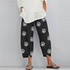 Women’s Loose Fit Elastic Waist Pants Dandelion Print Casual Cropped Trousers with Side Pockets for Comfortable Everyday Wear