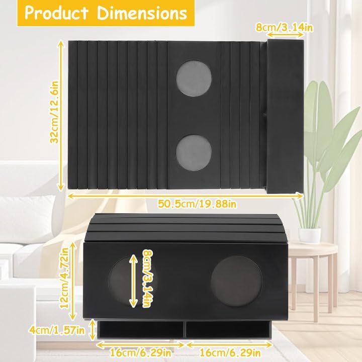 Couch Arm Tray, Couch Arm Table with 2 Non-Slip Cup Coasters and Sofa Backrest Shelf, 19.88 X 12.6 Inch Couch Cup Holder Tray, Stable and Fixed, Easy