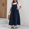 Abito a salopette casual ampio taglia grande per primavera estate, linea ad A, nuovo per donna, tinta unita, elegante, senza maniche, per festa, vacanza, abito lungo, vestiti semplici alla moda