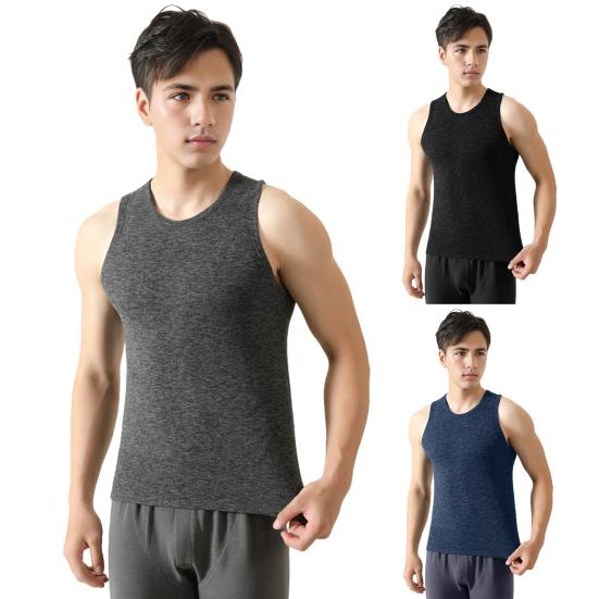 Uomo gilet termico girocollo senza maniche slim fit pullover top fodera in peluche ispessita fondo canotta