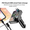 Car Bluetooth 5.0 FM Transmitter Dual USB Car Charger PD Type-C Fast Charging Wireless Handsfree Audio Receiver MP3 Player ZW
