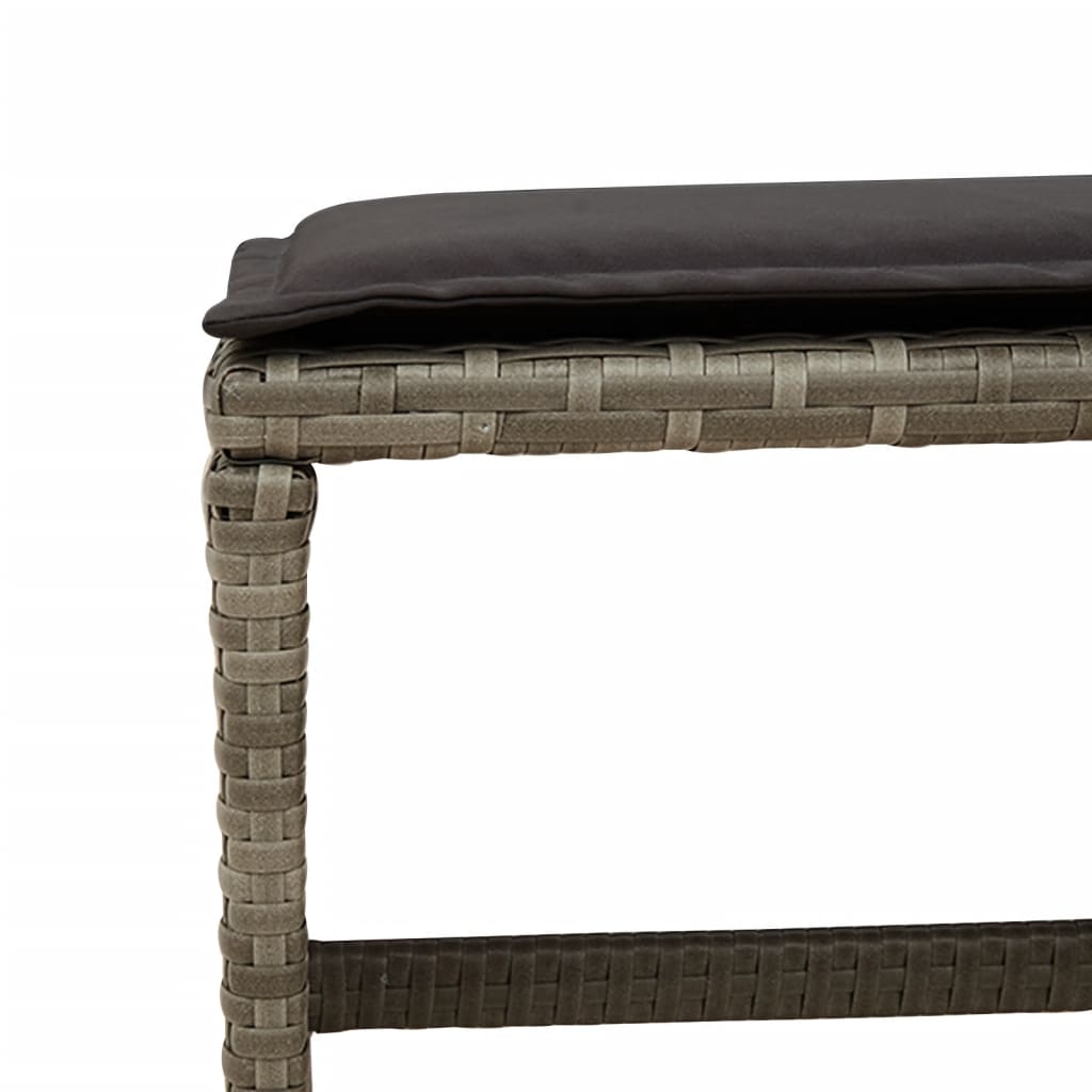 15 Piece Garden Dining Set with Cushions Gray Poly Rattan