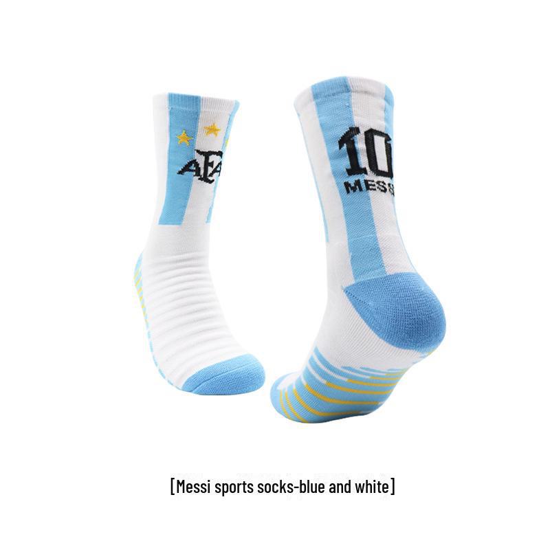 

Персонализированные трансграничные футбольные носки: Месси Аргентина, Париж, Роналду Португалия, Ювентус - Дизайн толстого дна полотенца Messi