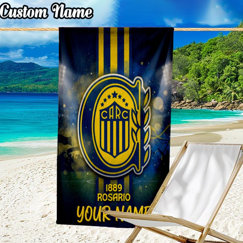 Custom Name Atlético Rosario Central Beach Towel - Soft, Ultra-Absorbent Microfiber, Lightweight, Perfect for Beach, Parties, Travel, Camping