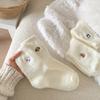 Plush Socks Women's Autumn and Winter Cartoon Embroidery Thickened Warm Home Floor Socks Confinement Socks Winter Sleep Socks