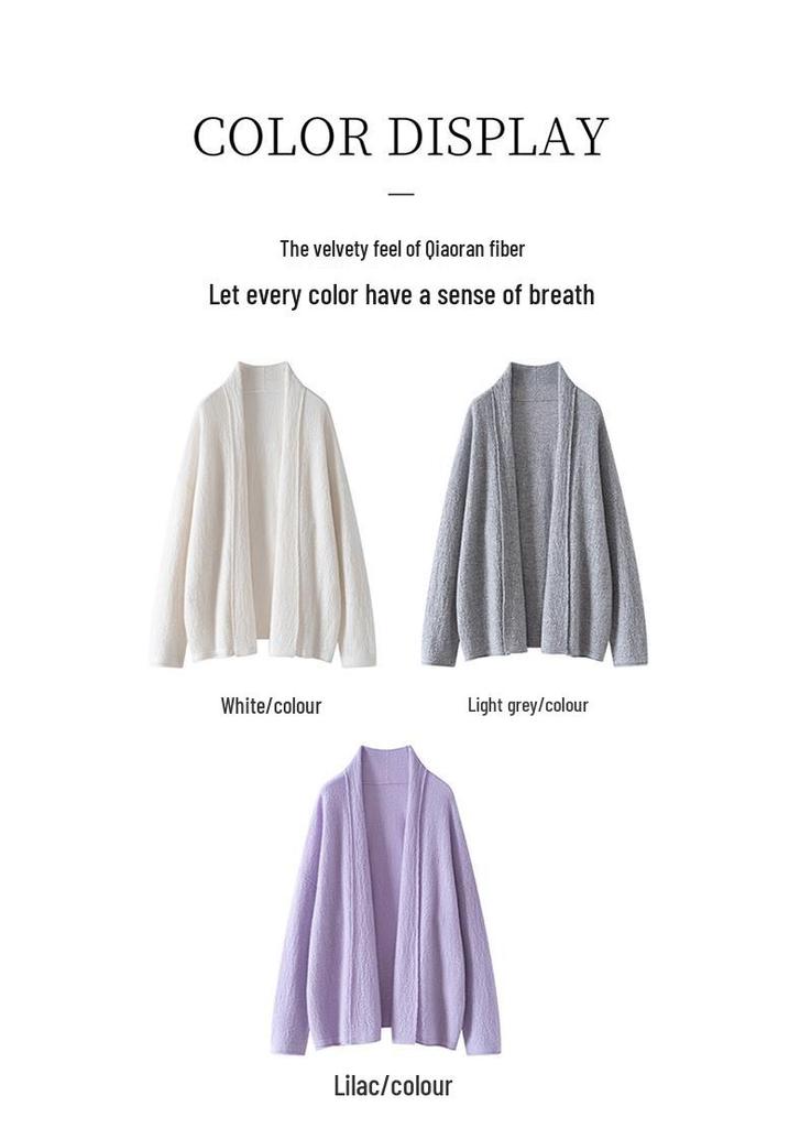 Cashmere Collared Mid-Length Jacquard Knit Cardigan - Long-Sleeved Autumn/Winter Commuter Style for Women