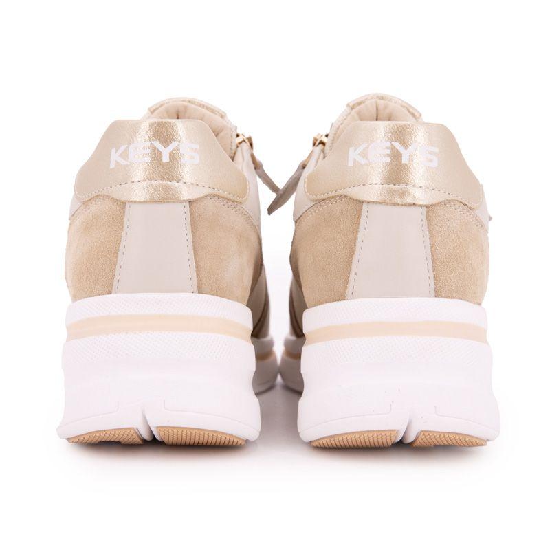 Baskets compensées cuir nuances de beige semelle épaisse blanche Femme sportwear KEYS